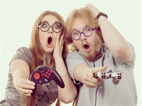 Gaming Couple Playing Games Stock Image Image Of Technology