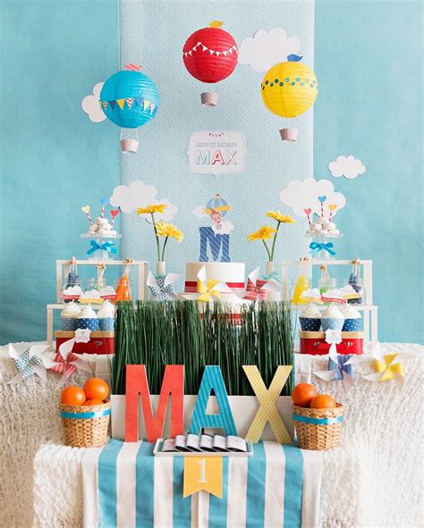 sweet and whimsical hot air balloon first birthday {korean dol} hostess with the mostess®