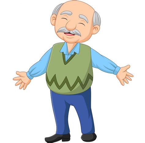 Dibujos Animados Feliz Senior Anciano Anciano Vector Premium