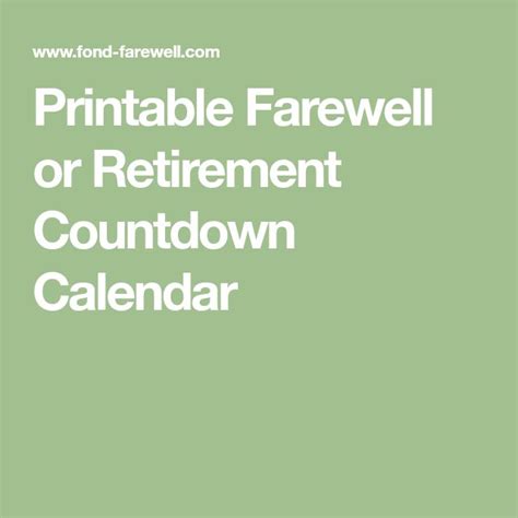 Printable Farewell Or Retirement Countdown Calendar Retirement
