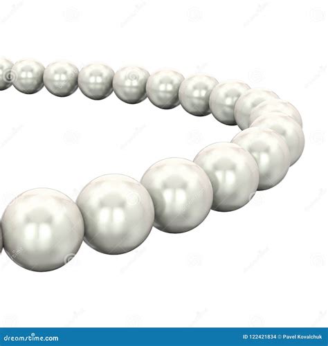 3d Illustration Isolated Close Up White Pearl Necklace Beads Stock