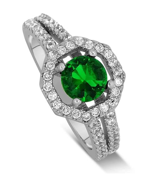 This 14k white gold presentation solitaire (four prong) is available exclusively from jamesallen.com. Luxurious 2 Carat Emerald and Diamond halo Engagement Ring in 10K White Gold - JeenJewels