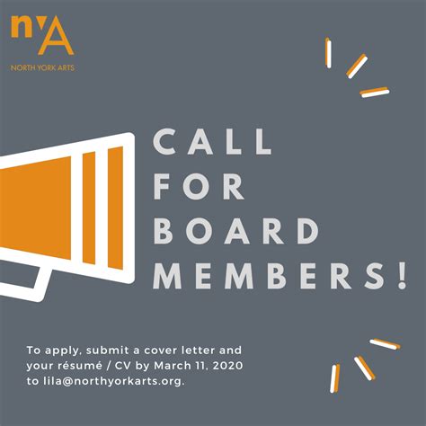 Call For Nominations To The Board Of Directors North York Arts