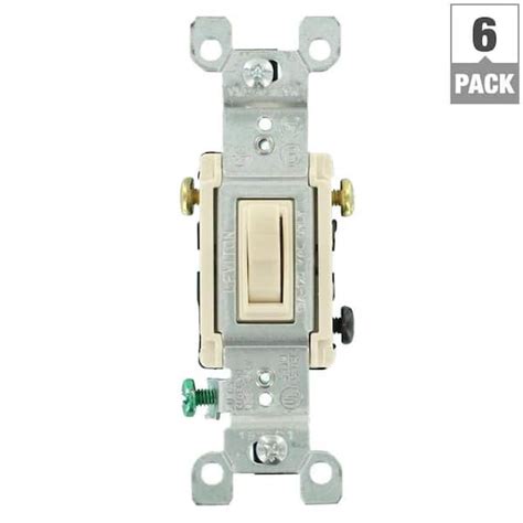 Leviton 15 Amp 3 Way Toggle Switch Light Almond 6 Pack M26 01453 2tm