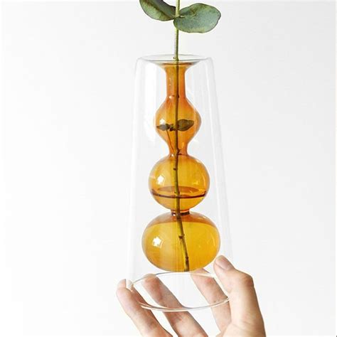 Double Glass Vase Bubble Vase Modern Vase Minimalist Plant Etsy