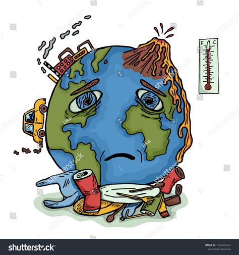 Hand Drawn Planet Earth Sad Face 库存矢量图（免版税）1145562503 Shutterstock