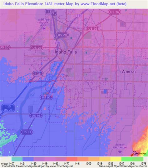Elevation Of Idaho Fallsus Elevation Map Topography Contour