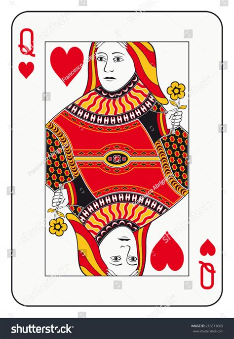 Queen Hearts Playing Card Stock Vector 216871669 Shutterstock