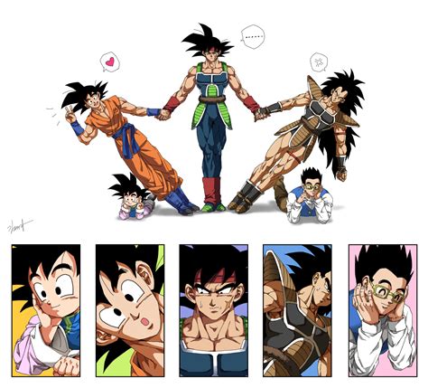 Son Goku Son Gohan Son Goten Bardock And Raditz Dragon Ball And 1 More Drawn By Kimyura