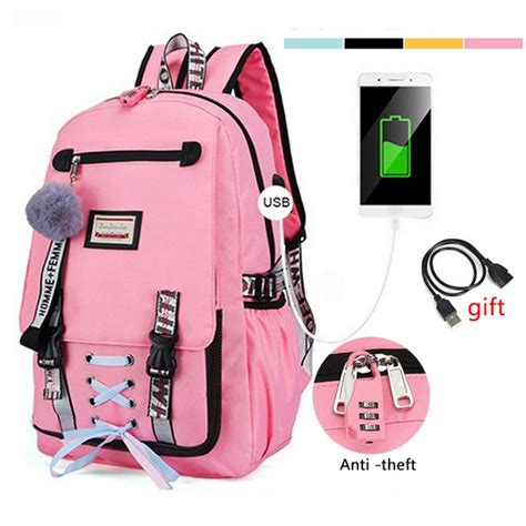 Large School Bags For Teenage Girls Usb With Lock Anti Theft Backpack