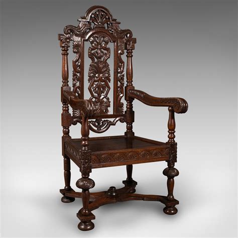 Antique Carved Throne Chair Scottish Oak Carver Antiques Atlas
