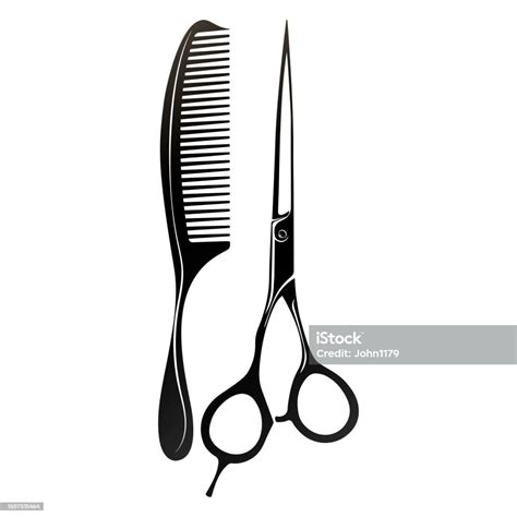 Hairstylist Scissors And Comb Elegant Symbol Stock Illustration