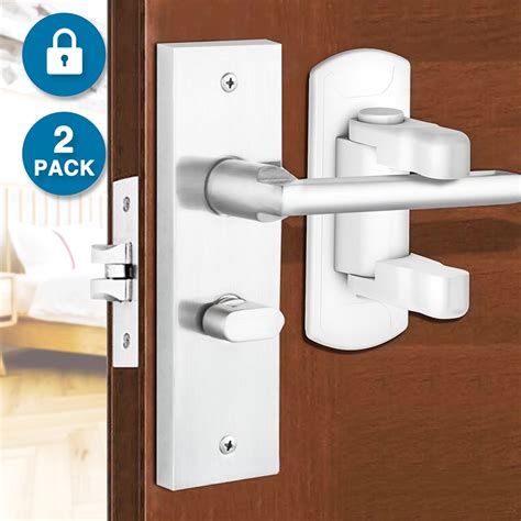 Child Safety Lever Door Locks 2 Pack Adhesive Baby Proof