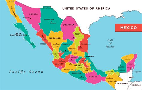 México Mapa Com Países Fronteira 20314508 Vetor No Vecteezy