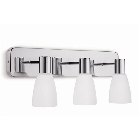 To achieve a successful vanity lighting plan, fixtures need to have adequate light output, be of appropriate size and style for the bathroom layout and design, and be installed at the proper distance from the floor and one another. Light Wall Spot Vanity Philips 3lt Chrome Cone Aquafit ...