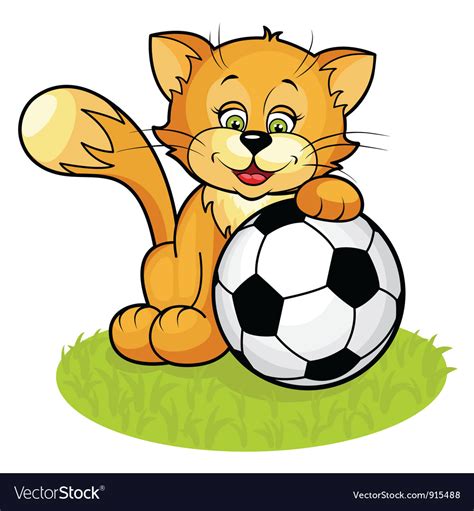 Cat With Soccer Ball Royalty Free Vector Image
