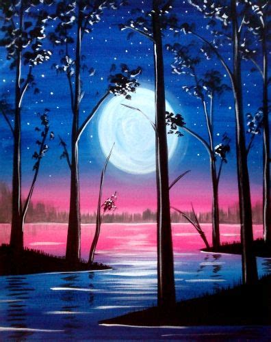 Moon Over The River Painting With Trees Showing Depth 7 West Bistro 10