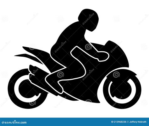 Motorcycle Rider On A Sport Bike Silhouette Isolated Vector