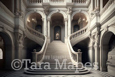 Palace Stairs Digital Backdrop Ornate Castle Staircase Flower