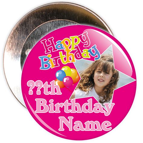 A Customisable Pink Birthday Badge This Badge Allows For You To