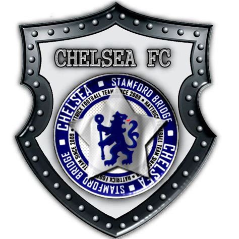Logo of chelsea football club on a wall at stamford bridge stadium. History Chelsea F.C.