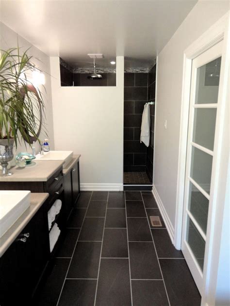 My Master Bathroom Modern And Budget Friendly Black Floor Tiles