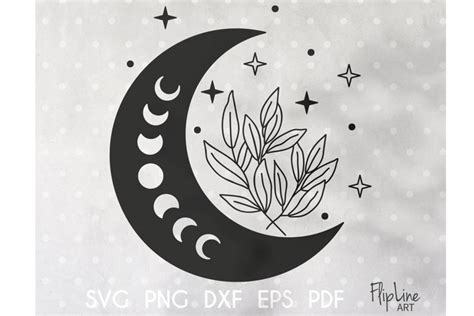 Boho Moon Svg And Png Clipart