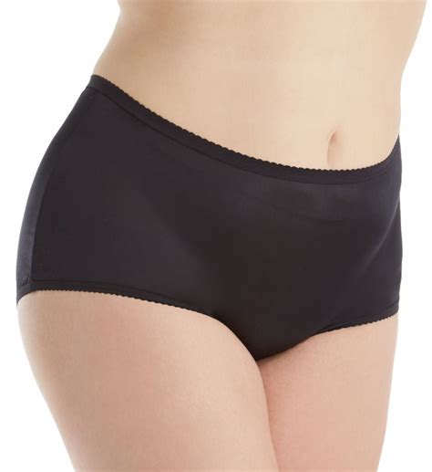 Women S Shadowline P Plus Size Nylon Modern Brief Panty Black