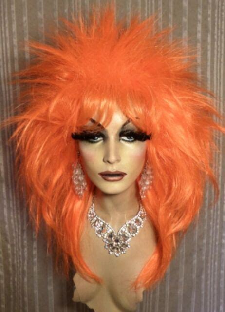 Drag Queen Wig Big Teased Out Brand New Tina Look Orange Ebay