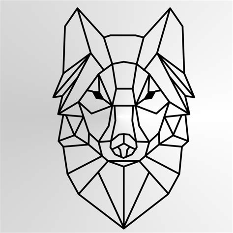 Geometric Wolf Sizes Reusable Stencil Animal Modern Contemporary Style