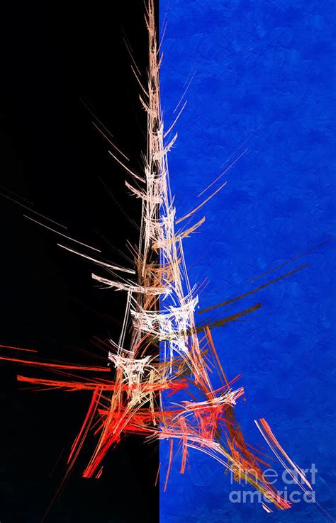 Eiffel Tower In Red On Blue Abstract Digital Art By Andee Design Fine