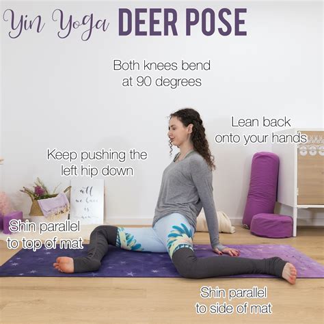 5 yin yoga poses for traveling after a long flight there is nothing better than some grounding yin yoga. YIN YOGA POSE: DEER ☯ DEER: Internal Hip Rotation by Kim ...