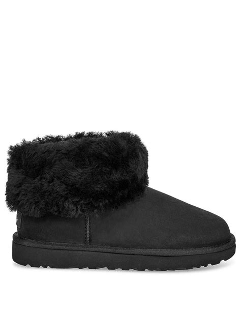 Classic Mini Fluff Ankle Boots Black Black Ankle Boots Ugg Classic