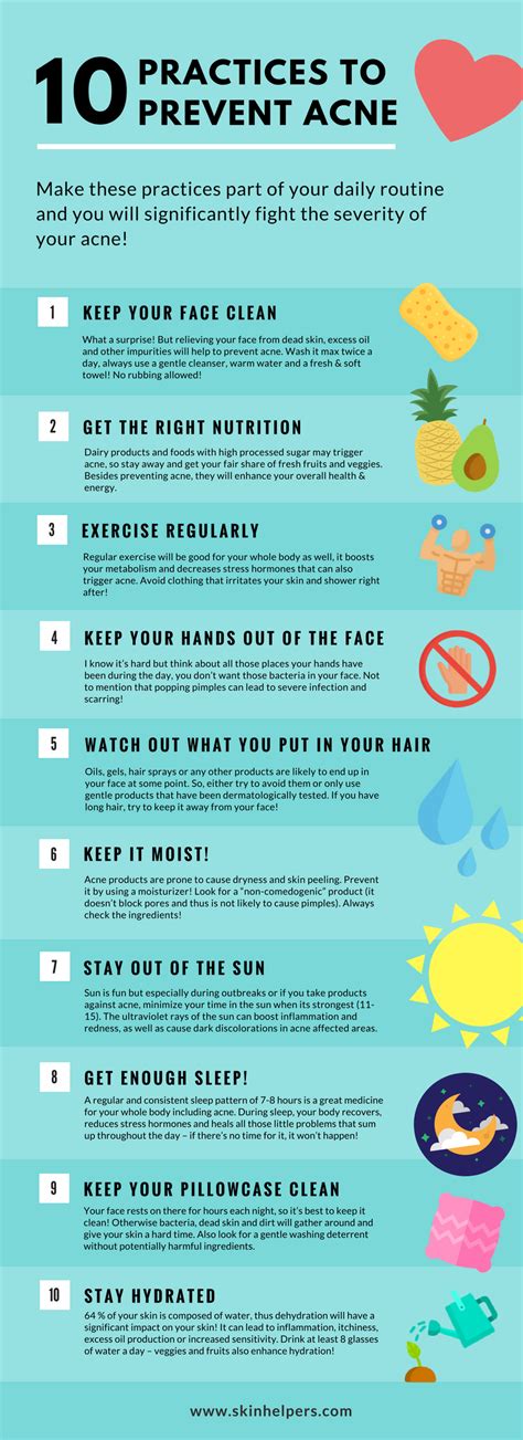 Say Goodbye To Acne 10 Daily Practices Infographic Prevent Acne