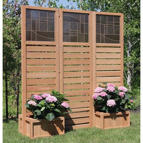 Yardistry Langdon Privacy Screen With Planters Privacy Screen Outdoor