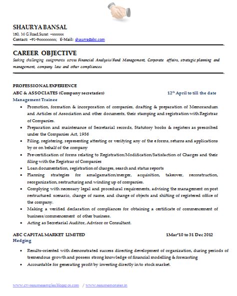 A resume summary can help effectively gain the attention of employers looking for candidates like you. Sample Template of an Excellent Company Secretary Resume ...