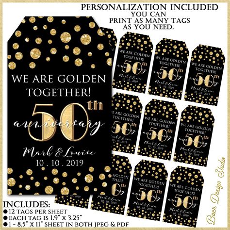 50th Anniversary Favor Tagspersonalized 50th Anniversary Etsy 50th