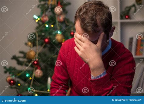 Man Felling Depressed And Lonely During The Christmas Time Stock Image