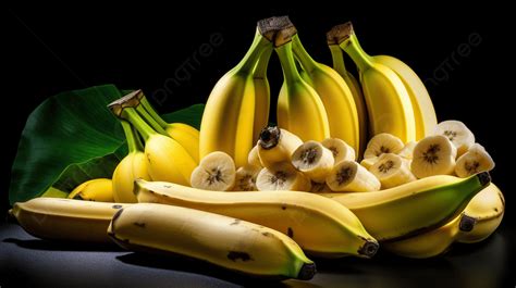 Bunch Of Bananas Sitting On A Black Background Banana Fruit Fruits Hd