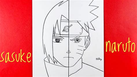 Sasuke Vs Naruto Drawing How To Draw Anime Sasuke And Naruto Half