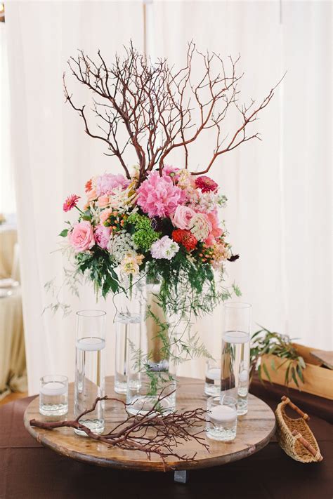 Tall Branch And Floral Centerpiece Branch Centerpieces Floral