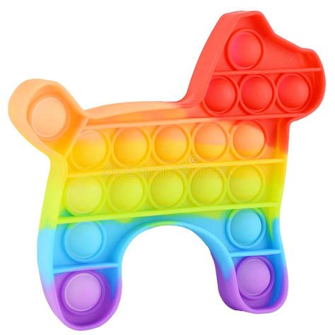 Pop It Silicone Rainbow Anti Stress Toy Isolated On White Background