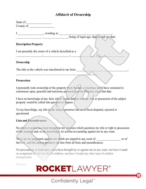 Free Affidavit Of Ownership Form Printable Real Estate Forms Real My Xxx Hot Girl