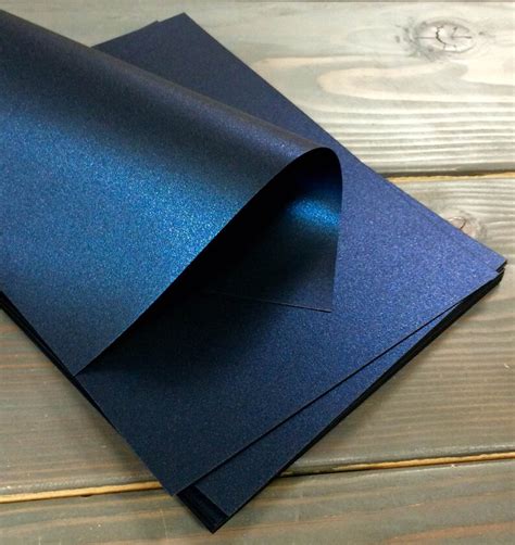 Dark Blue Metallic Card Stock 107 25 Sheets Choose Size Etsy