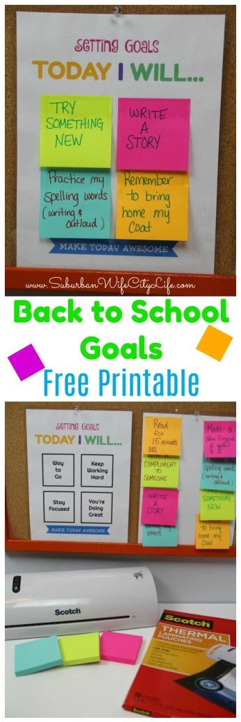 Setting Goals Today I Will Free Printable For Back To School Goal