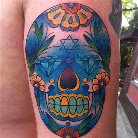 Cool Sugar Skull Tattoos On Chest By David Glover