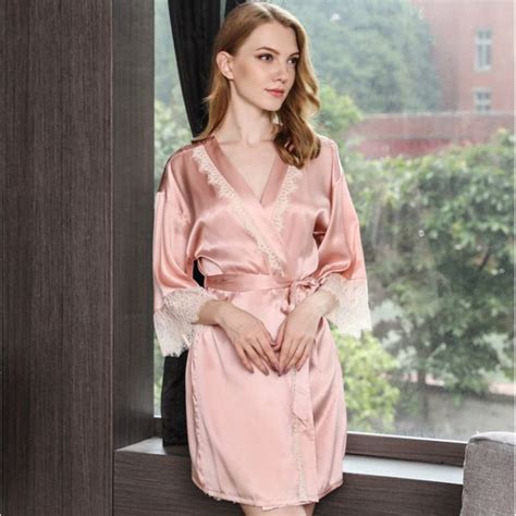19 Momme Silk Nightgown Robe Set With Lace Edge Silk Pajamas Women Night Gown Satin Dressing
