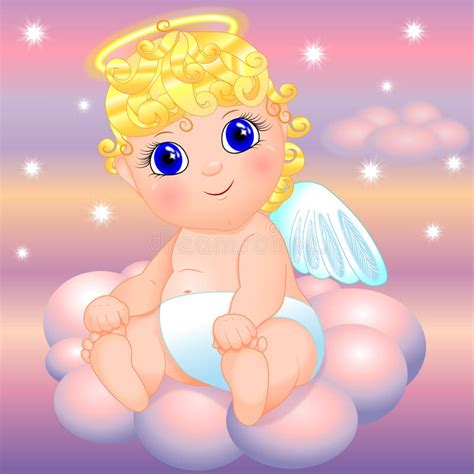 Little Angel Sitting Cloud Stock Illustrations 176 Little Angel