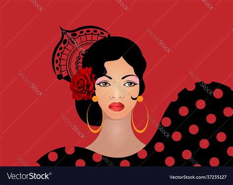 portrait flamenco woman beautiful spanish girl vector image