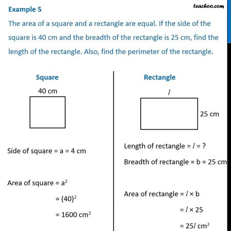 Question 5 The Area Of A Square And A Rectangle Are Equal If Side